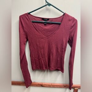 Forever 21 womens S burgundy long sleeve top